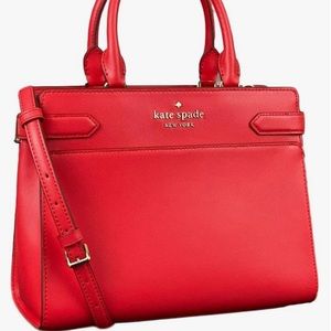 Kate Spade Staci Medium Safiano Leather Satchel Purse - Digital Red